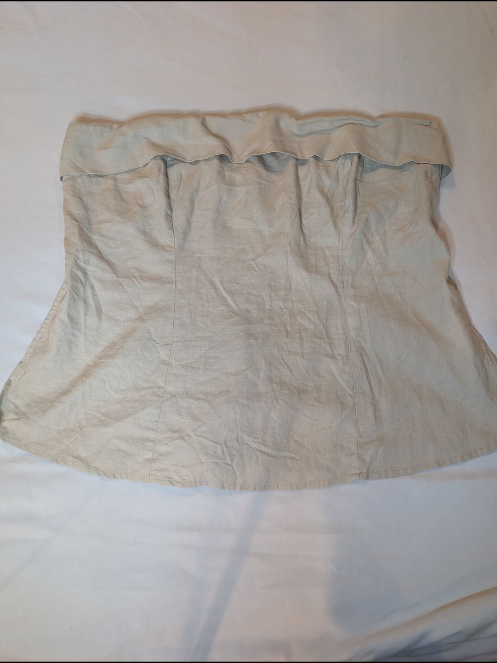 Beige linen Strapless tan‎ top boho going out minimalist summer coastal